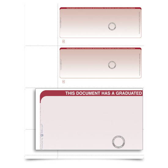 VersaCheck TopSecure Personal Wallet Check Refills - Form 3001 - Graduated - Burgundy - 250 Sheets