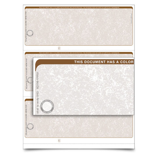 VersaCheck TopSecure Stealth Business Voucher Check Refills - Form 3000 - Classic - Tan - 250 Sheets
