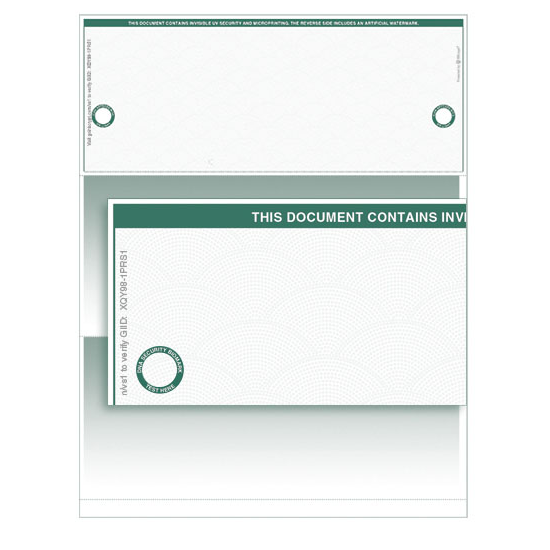 VersaCheck TopSecure UV Secure Business Voucher Check Refills - Form 1000 - Green Elite - 2000 Sheets