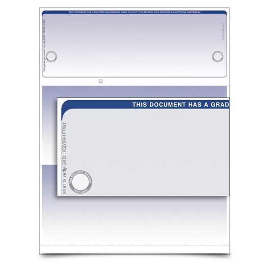 VersaCheck TopSecure UV Secure Stealth Business Voucher Check Refills - Form 1000 - Graduated - Blue - 250 Sheets