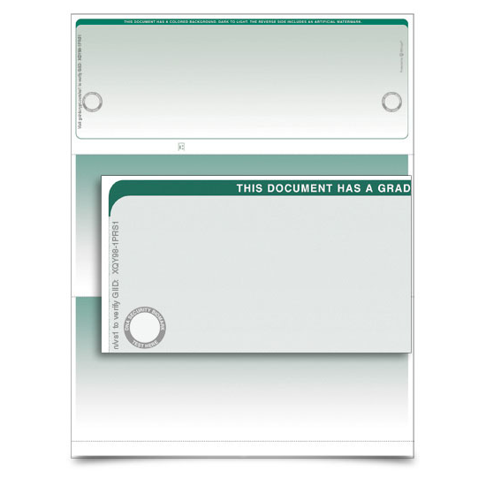 VersaCheck TopSecure UV Secure Stealth Business Voucher Check Refills - Form 1000 - Graduated - Green- 250 Sheets