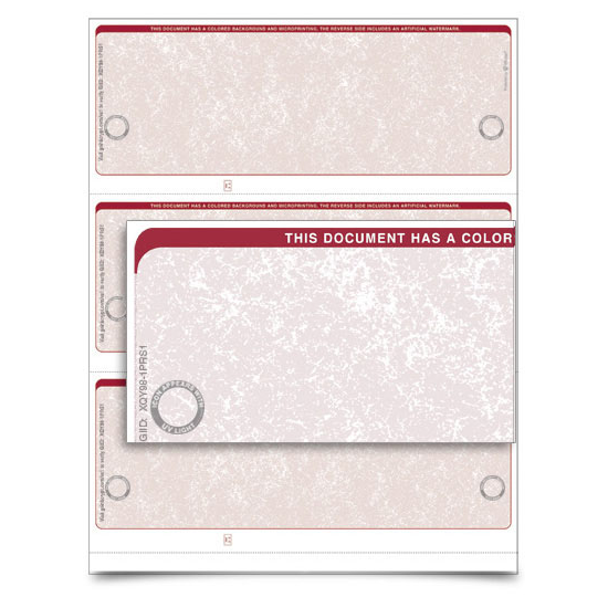 VersaCheck TopSecure UV Secure Stealth Business Standard Check Refills - Form 3000 - Classic - Burgundy - 250 Sheets