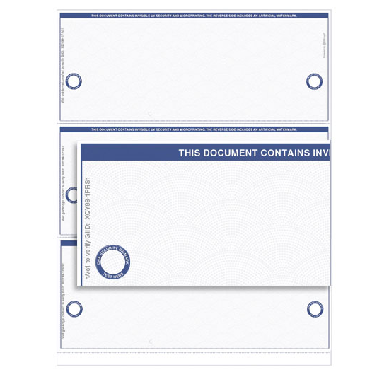 VersaCheck TopSecure UV Secure Stealth Business Standard Check Refills - Form 3000 - Elite - Blue - 500 Sheets