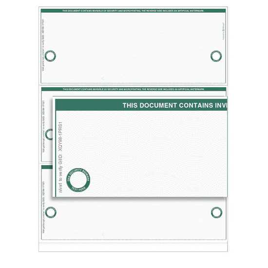 VersaCheck TopSecure UV Secure Stealth Business Standard Check Refills - Form 3000 - Elite - Green - 5000 Sheets