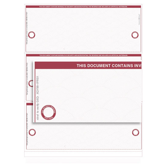 VersaCheck TopSecure UV Secure Stealth Business Standard Check Refills - Form 3000 - Elite - Burgundy - 5000 Sheets