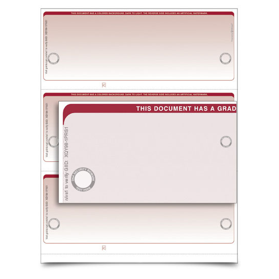 VersaCheck TopSecure UV Secure Stealth Business Standard Check Refills - Form 3000 - Graduated - Burgundy - 250 Sheets