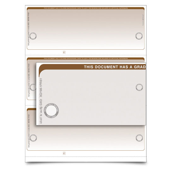 VersaCheck TopSecure UV Secure Stealth Business Standard Check Refills - Form 3000 - Graduated - Tan - 250 Sheets