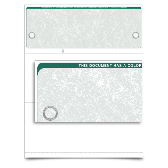 VersaCheck UV Secure Stealth Business Voucher Check Refills - Form 1000 - Classic - Green - 250 Sheets