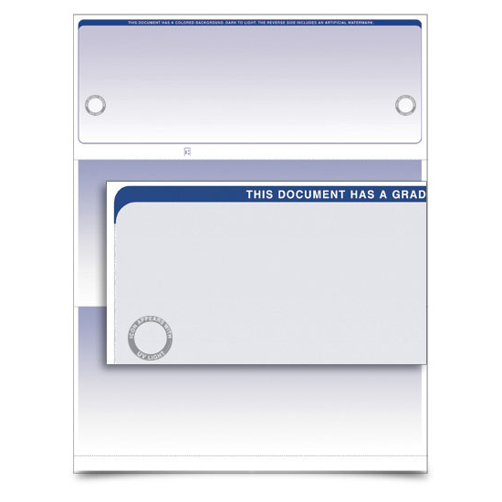VersaCheck UV Secure Stealth Business Voucher Check Refills - Form 1000 - Graduated - Blue - 250 Sheets