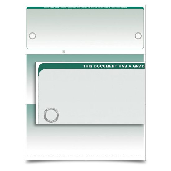 VersaCheck UV Secure Stealth Business Voucher Check Refills - Form 1000 - Graduated - Green - 250 Sheets