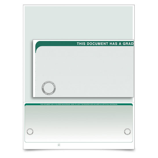 VersaCheck UV Secure Stealth Business Voucher Check Refills - Form 1002 - Graduated - Green - 250 Sheets