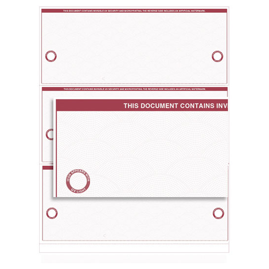 VersaCheck UV Secure Stealth Business Voucher Check Refills - Form 3000 - Elite - Burgundy - 1000 Sheets