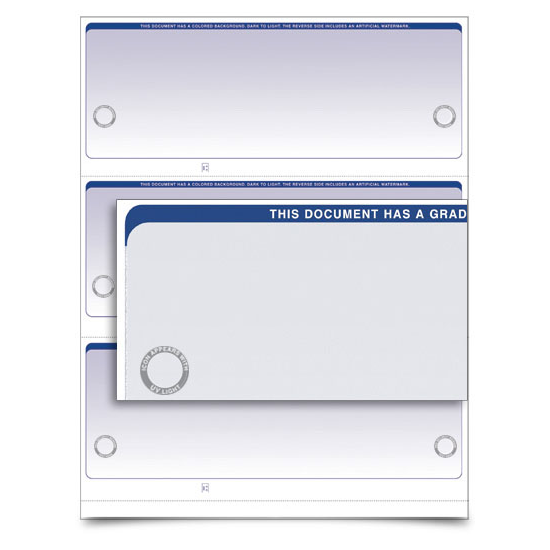 VersaCheck UV Secure Stealth Business Voucher Check Refills - Form 3000 - Graduated - Blue - 250 Sheets
