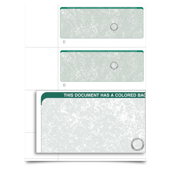 VersaCheck UV Secure Stealth Personal Wallet Check Refills - Form 3001 - Classic - Green - 250 Sheets