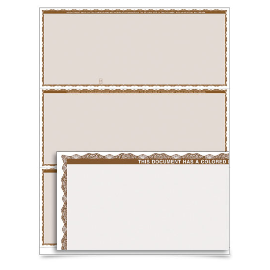 VersaCheck - Form 3000 - Business Check - Premium - Tan - 1000 Sheets